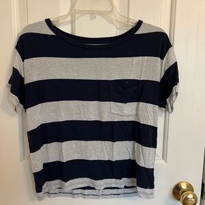 Blue and grey stripped tee shirt